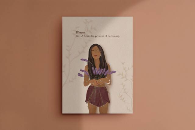 Bloom Art Print Self Love, Women Empowerment, Yoga Decor - image 1