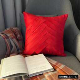 "Faux Suede Red Pillow Case Cover 16""x16" - thumbnail 1