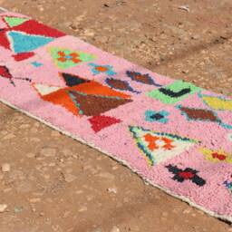 Colorful Moroccan Berber Wool Runner Rug Abstract Hallway Rug - thumbnail 4