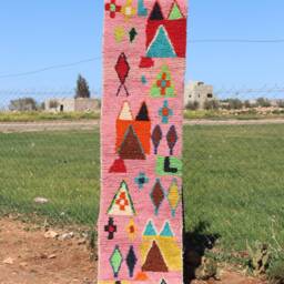 Colorful Moroccan Berber Wool Runner Rug Abstract Hallway Rug - thumbnail 3