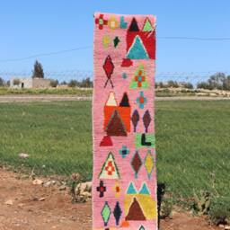 Colorful Moroccan Berber Wool Runner Rug Abstract Hallway Rug - thumbnail 2