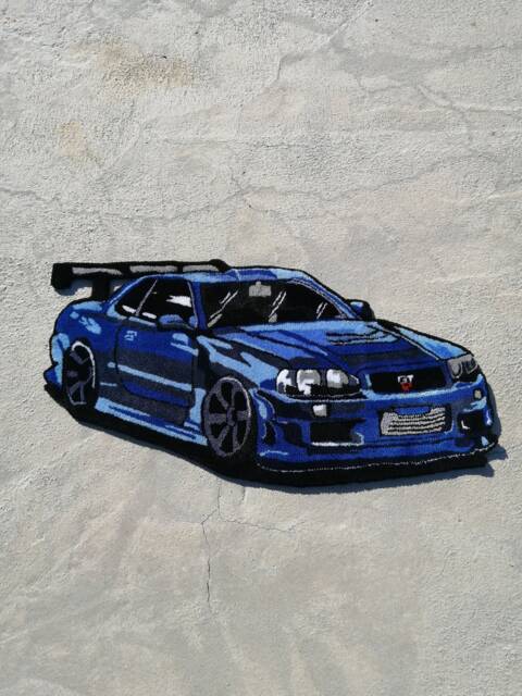 Sport Car Tufted Rug, Skyline R34 Fluffy Carpet, Aesthetic Carpet For Bedroom, Home Decor Boyfriend Gift - image 1