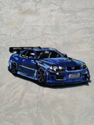 Sport Car Tufted Rug, Skyline R34 Fluffy Carpet, Aesthetic Carpet For Bedroom, Home Decor Boyfriend Gift - thumbnail 1