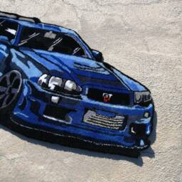 Sport Car Tufted Rug, Skyline R34 Fluffy Carpet, Aesthetic Carpet For Bedroom, Home Decor Boyfriend Gift - thumbnail 4