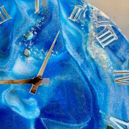 Ocean Blue Epoxy Resin Clock, Nautical Design - thumbnail 3