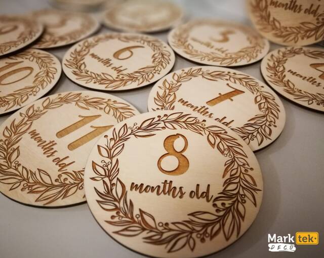 Baby Shower Gift For Newborn Child - Set Of 12 Milestone Plaques Each Month Age, Engraved & Personalized By Marktek Deco - image 1