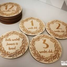 Baby Shower Gift For Newborn Child - Set Of 12 Milestone Plaques Each Month Age, Engraved & Personalized By Marktek Deco - thumbnail 4