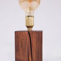 Handmade Reclaimed Wood Edison Table Lamp, Vintage Deco Style - thumbnail 2