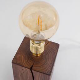 Handmade Reclaimed Wood Edison Table Lamp, Vintage Deco Style - thumbnail 1