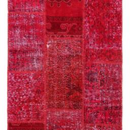 2.9' X 11.5' Red Handmade Turkish Patchwork Runner Rug, - 91 351 cm - thumbnail 3