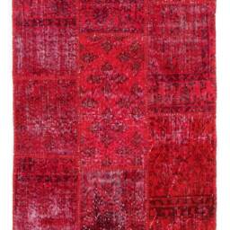 2.9' X 11.5' Red Handmade Turkish Patchwork Runner Rug, - 91 351 cm - thumbnail 2