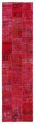 2.9' X 11.5' Red Handmade Turkish Patchwork Runner Rug, - 91 351 cm - thumbnail 1