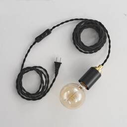 Simple Matte Black Pendant Light With Gold Top - Industrial Modern Minimalist Exposed Edison Bulb Lighting Hardwire Fixture Or Plug-In - thumbnail 2