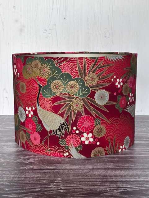 Red & Gold Japanese Crane Lampshade Handmade Table Lamp - image 1