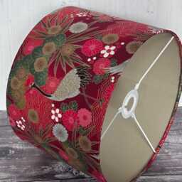 Red & Gold Japanese Crane Lampshade Handmade Table Lamp - thumbnail 2