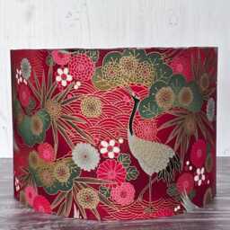 Red & Gold Japanese Crane Lampshade Handmade Table Lamp - thumbnail 3