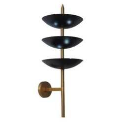 Mid Century Modern Black Brass Wall Sconce, Atomic Sputnik Light - thumbnail 3