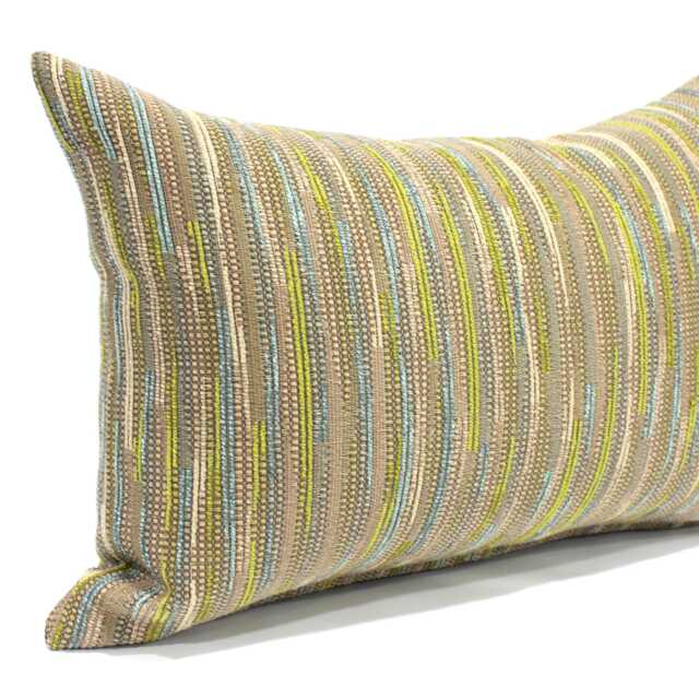 Blue & Green Throw Pillow Cover Modern Striped Upholstery Fabric Pillowcase - image 1