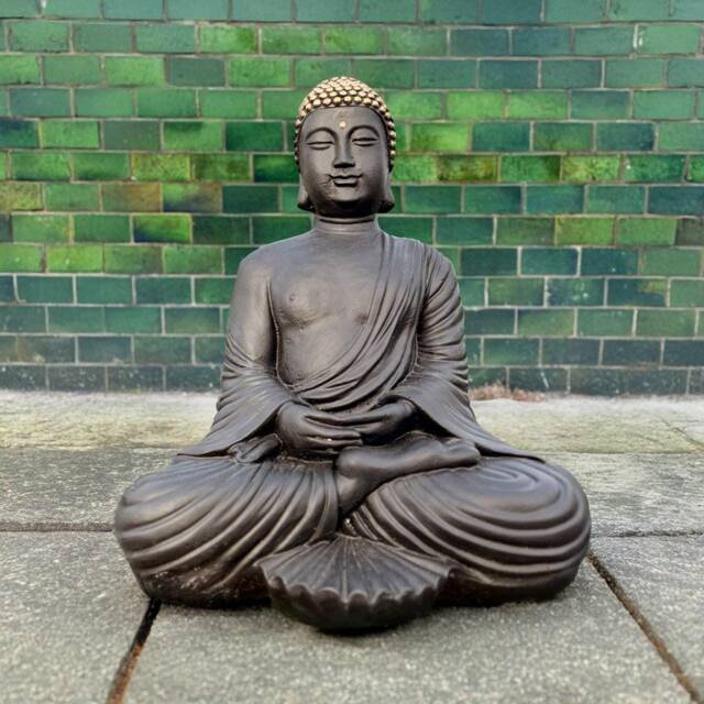 Concrete Buddha Statue For Garden Guardian Stone Sculpture Outdoor Sitting Zen Figurine Yard Decoration Cement Gift Japanese Ornament - image 1