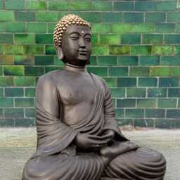 Concrete Buddha Statue For Garden Guardian Stone Sculpture Outdoor Sitting Zen Figurine Yard Decoration Cement Gift Japanese Ornament - thumbnail 3