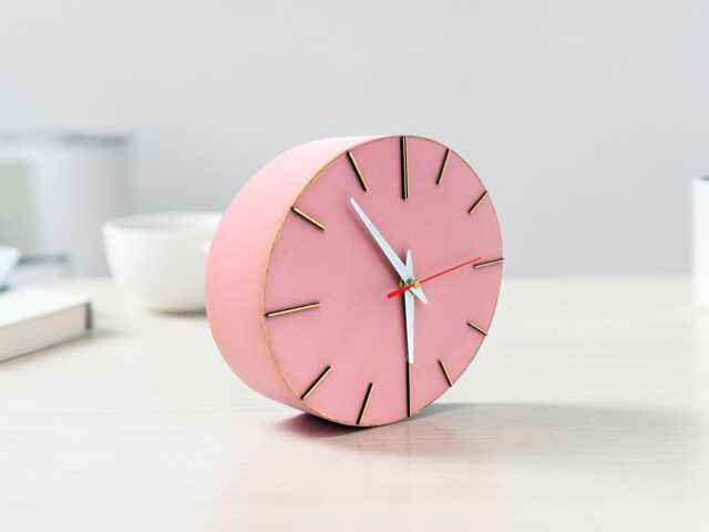 Wooden Wall Clock Silent Pink Minimalist Ellipse - image 1
