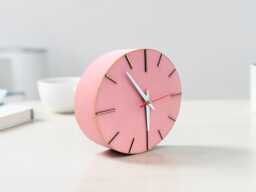 Wooden Wall Clock Silent Pink Minimalist Ellipse - thumbnail 1
