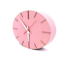 Wooden Wall Clock Silent Pink Minimalist Ellipse - thumbnail 2