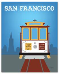 San Francisco Print, Cable Car Wall Art, Travel Art Sf California Poster, Loose Petals City Print - Style E8-O-Sf7 - thumbnail 1