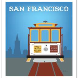 San Francisco Print, Cable Car Wall Art, Travel Art Sf California Poster, Loose Petals City Print - Style E8-O-Sf7 - thumbnail 3