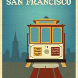 San Francisco Print, Cable Car Wall Art, Travel Art Sf California Poster, Loose Petals City Print - Style E8-O-Sf7 - thumbnail 2