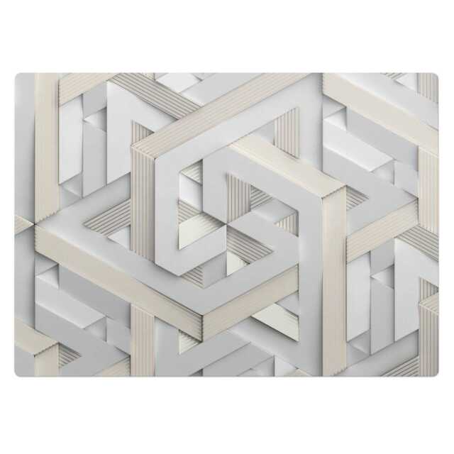 Geometric Weave Computer Chair Mat, Gray Office Pattern Vinyl Floor Protector, Protector - image 1