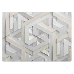 Geometric Weave Computer Chair Mat, Gray Office Pattern Vinyl Floor Protector, Protector