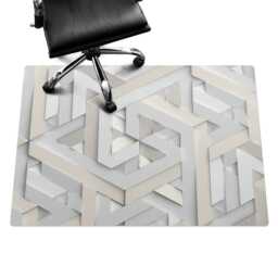 Geometric Weave Computer Chair Mat, Gray Office Pattern Vinyl Floor Protector, Protector - thumbnail 2