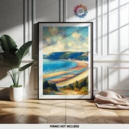 Swansea Poster Prints - Set Of 3 Posters - Watercolour Wall Art Decor Travel Wales Hanging Artwork Gift UK Painting - thumbnail 3
