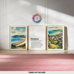 Swansea Poster Prints - Set Of 3 Posters - Watercolour Wall Art Decor Travel Wales Hanging Artwork Gift UK Painting - thumbnail 2