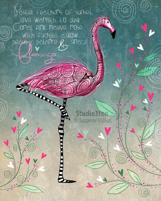 Flamingo, Flamingo Print, Art, Print With Flamingo, Lover, Zoo Themed Room, Pink Painting - image 1