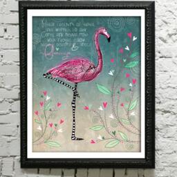 Flamingo, Flamingo Print, Art, Print With Flamingo, Lover, Zoo Themed Room, Pink Painting - thumbnail 3