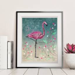 Flamingo, Flamingo Print, Art, Print With Flamingo, Lover, Zoo Themed Room, Pink Painting - thumbnail 2
