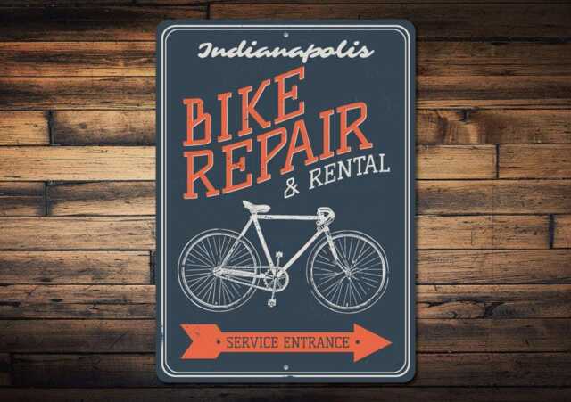 Bike Repair Sign, Rental Bicycle Wall Decor, Bicyclist Gift, Lover Custom Shop Sign - Quality Aluminum Repairs - image 1