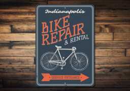 Bike Repair Sign, Rental Bicycle Wall Decor, Bicyclist Gift, Lover Custom Shop Sign - Quality Aluminum Repairs - thumbnail 1