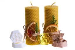 Beeswax Candles, Set Of 2 Pillar Candles, Gifts, Gifts, Boxing, Soap Vegetarian, Home Decor, Vegan, Candle, Scented Candles, Free Shipping - thumbnail 1