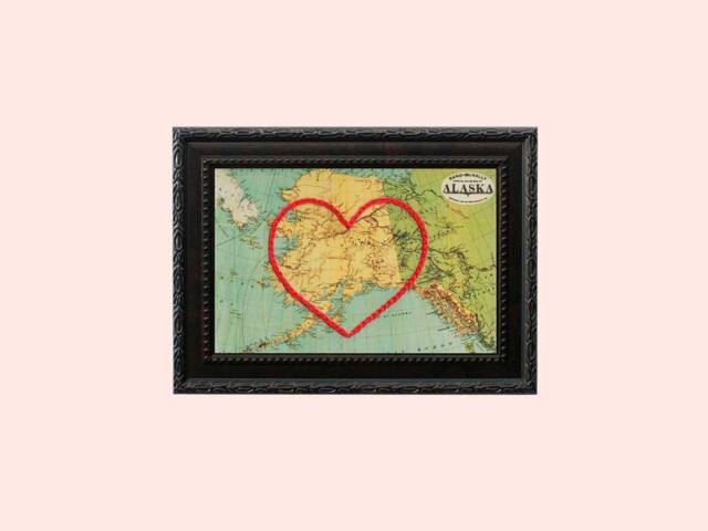 Alaska Heart Map, Framed Wall Art, Personalized Anniversary Gift, Custom Engagement Gift For Her, Valentines For Him, United States Map - image 1