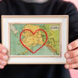 Alaska Heart Map, Framed Wall Art, Personalized Anniversary Gift, Custom Engagement Gift For Her, Valentines For Him, United States Map - thumbnail 2