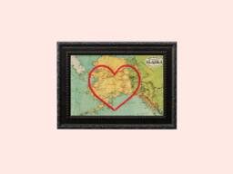 Alaska Heart Map, Framed Wall Art, Personalized Anniversary Gift, Custom Engagement Gift For Her, Valentines For Him, United States Map