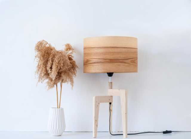 Rustic Olive Modern Table Lamp, Bedside Lamp For Cozy Bedroom, Scandinavian Style Desk Wood Farmhouse Decor - image 1