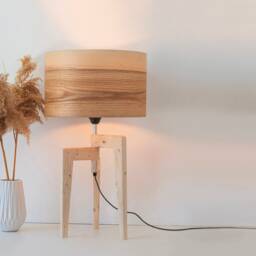 Rustic Olive Modern Table Lamp, Bedside Lamp For Cozy Bedroom, Scandinavian Style Desk Wood Farmhouse Decor - thumbnail 2