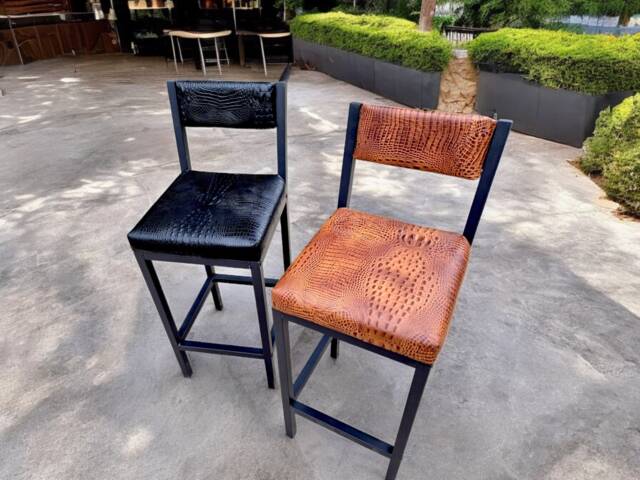 Crocodile Leather Counter Stool - Cowhide With Crocodile Look Embossed Texture Back - Priced Per Stool - Fpbk - image 1