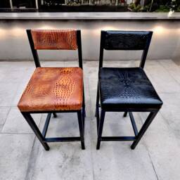 Crocodile Leather Counter Stool - Cowhide With Crocodile Look Embossed Texture Back - Priced Per Stool - Fpbk - thumbnail 3