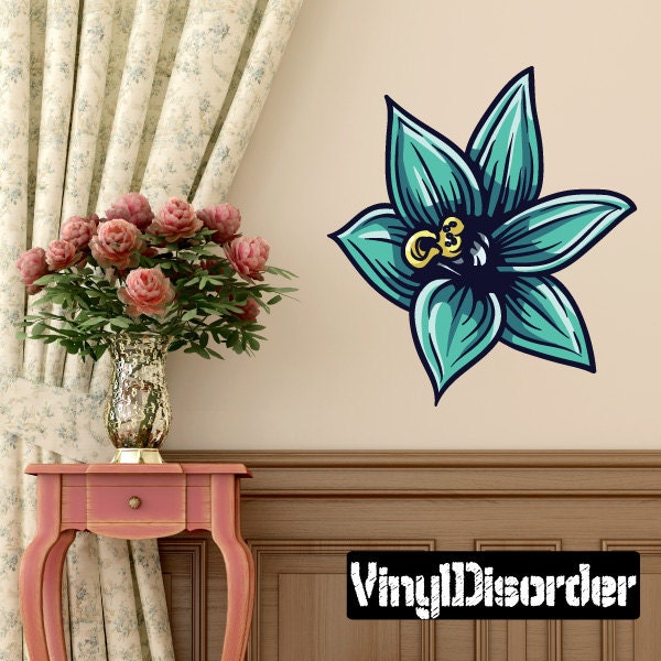 Floral Flower Wall Decal - Fabric Vinyl Removable & Reusable Floralfloweruscolor106Et