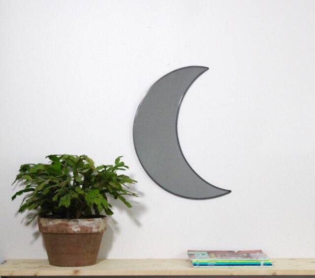 Moon Mirror Handmade Wall Half Crescent Waxing Waning Miroir - image 1